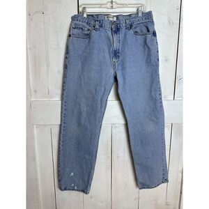 Levis 505 Jeans Mens 36x30 Blue Straight Loose‎ Fit Light Wash Distressed Denim